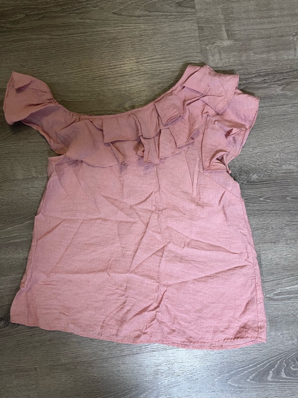 Womens Ruffle One-Shoulder Top - Pink